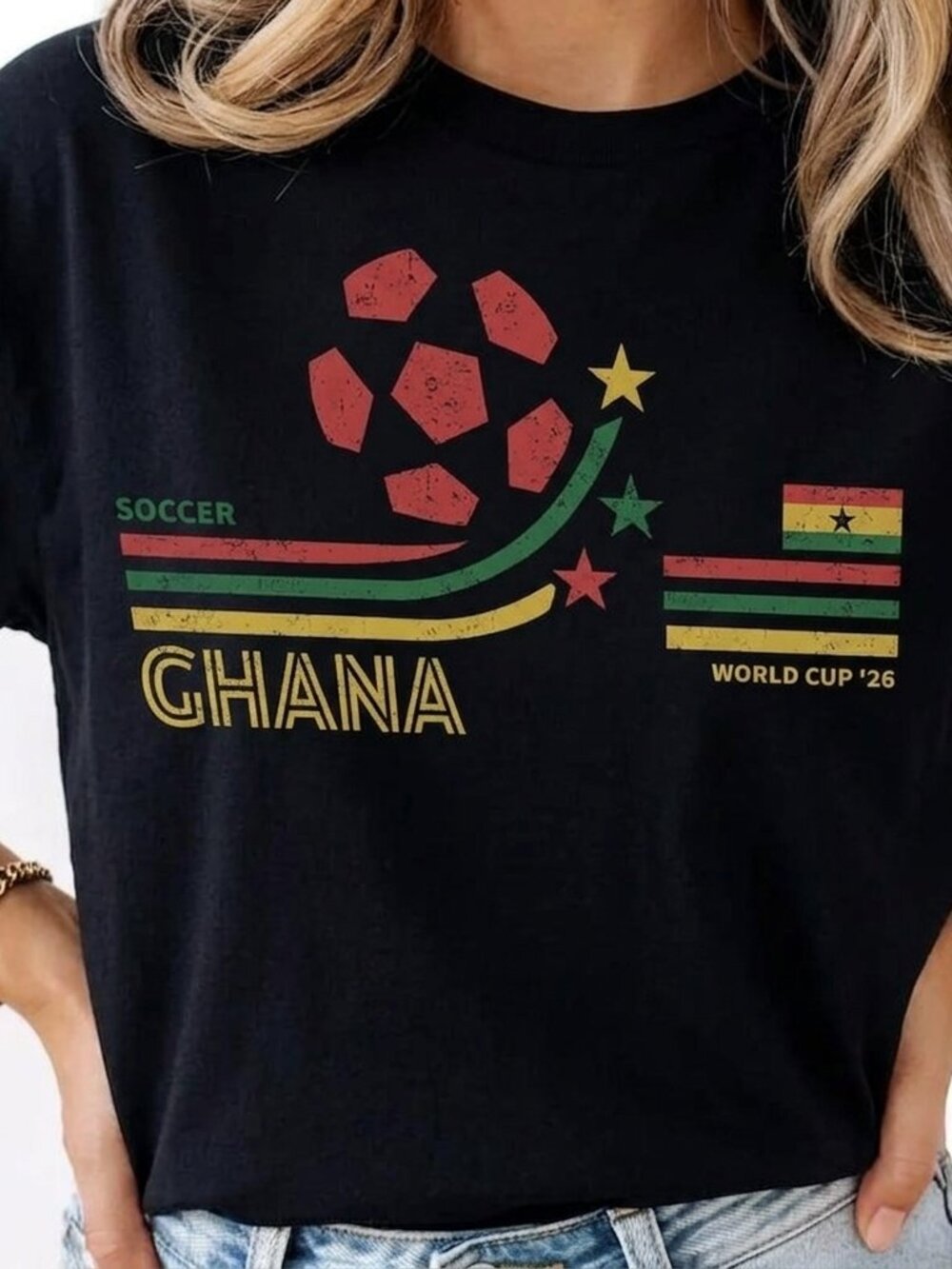 Vintage Ghana Soccer Tee, Retro Football Fan Graphic Shirt